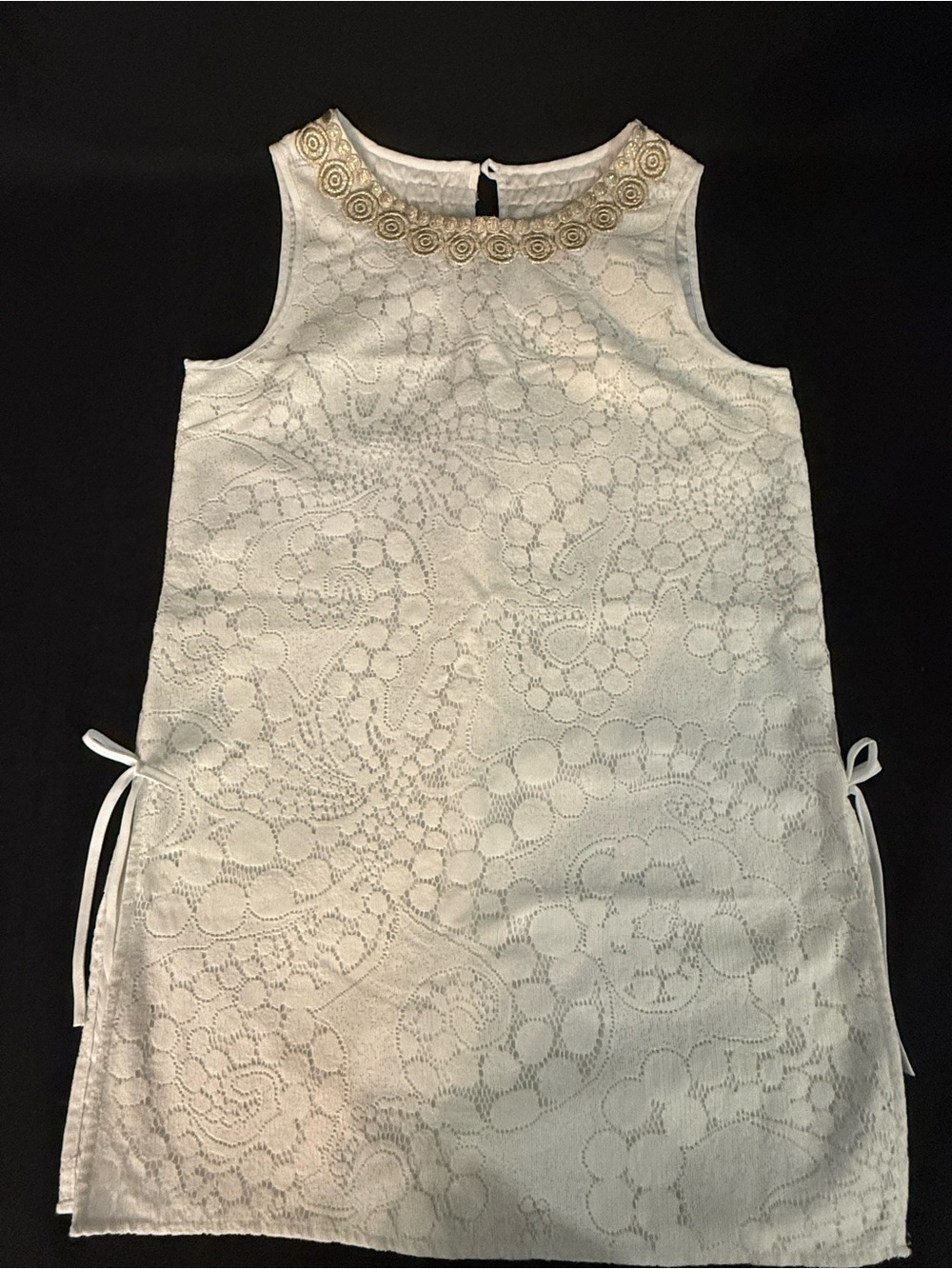 Lilly Pulitzer Cream Lace Shift Dress with Beaded Neckline